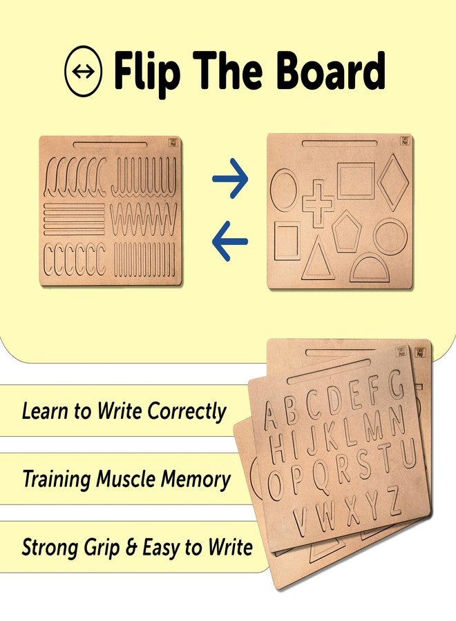 YaYplay Yay Play Wooden Tracing Board Set of 3 - ABCD Writing Practice for Kids, Letter Board, Wooden Alphabet Letters, Capital & Small, Hindi, Numbers, Shapes, Educational Toy - Image 5